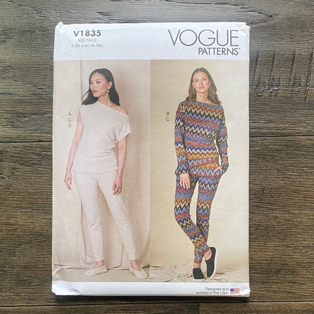 VOGUE PATTERN V1835 Tops, Pants, Slippers Womens Sz XS - XXL UNCUT